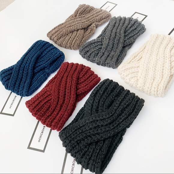 Chunky Cozy Winter Knit Headband- DARK GRAY - Picture 5 of 9